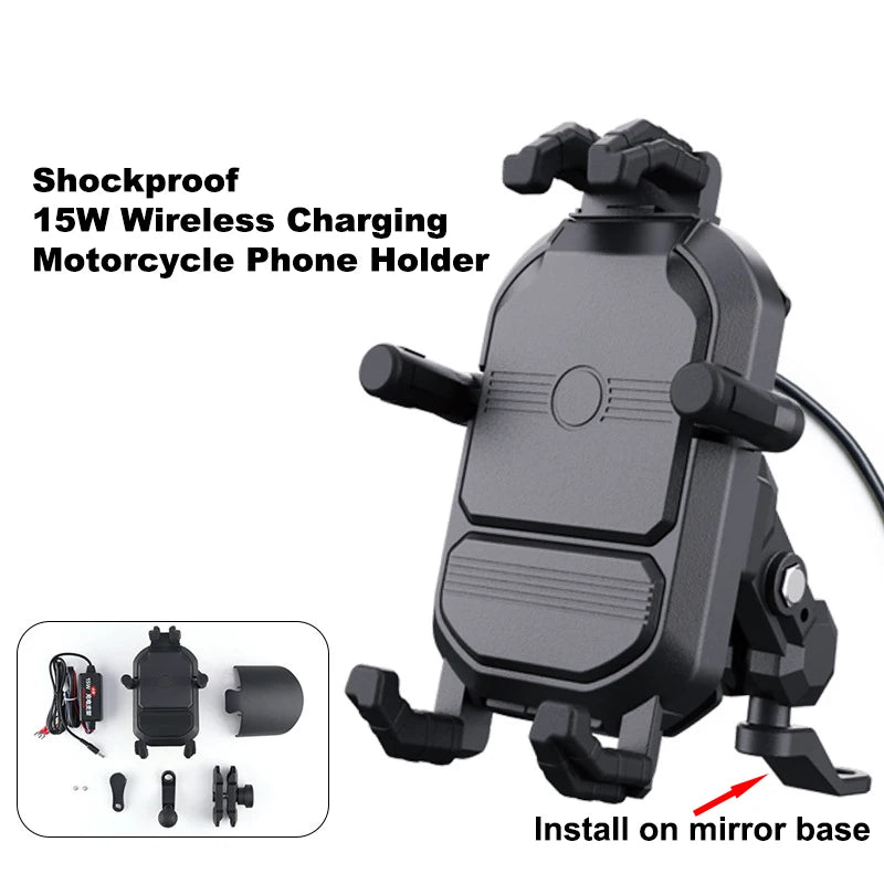 Motorcycle Phone Holder Motorcycle Accessories Support Wireless Charging Accesorios Para Moto Soporte Móvil Moto 오토바이 무선충전거치대