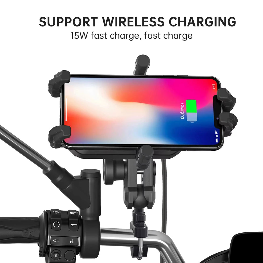 Motorcycle Phone Holder Motorcycle Accessories Support Wireless Charging Accesorios Para Moto Soporte Móvil Moto 오토바이 무선충전거치대