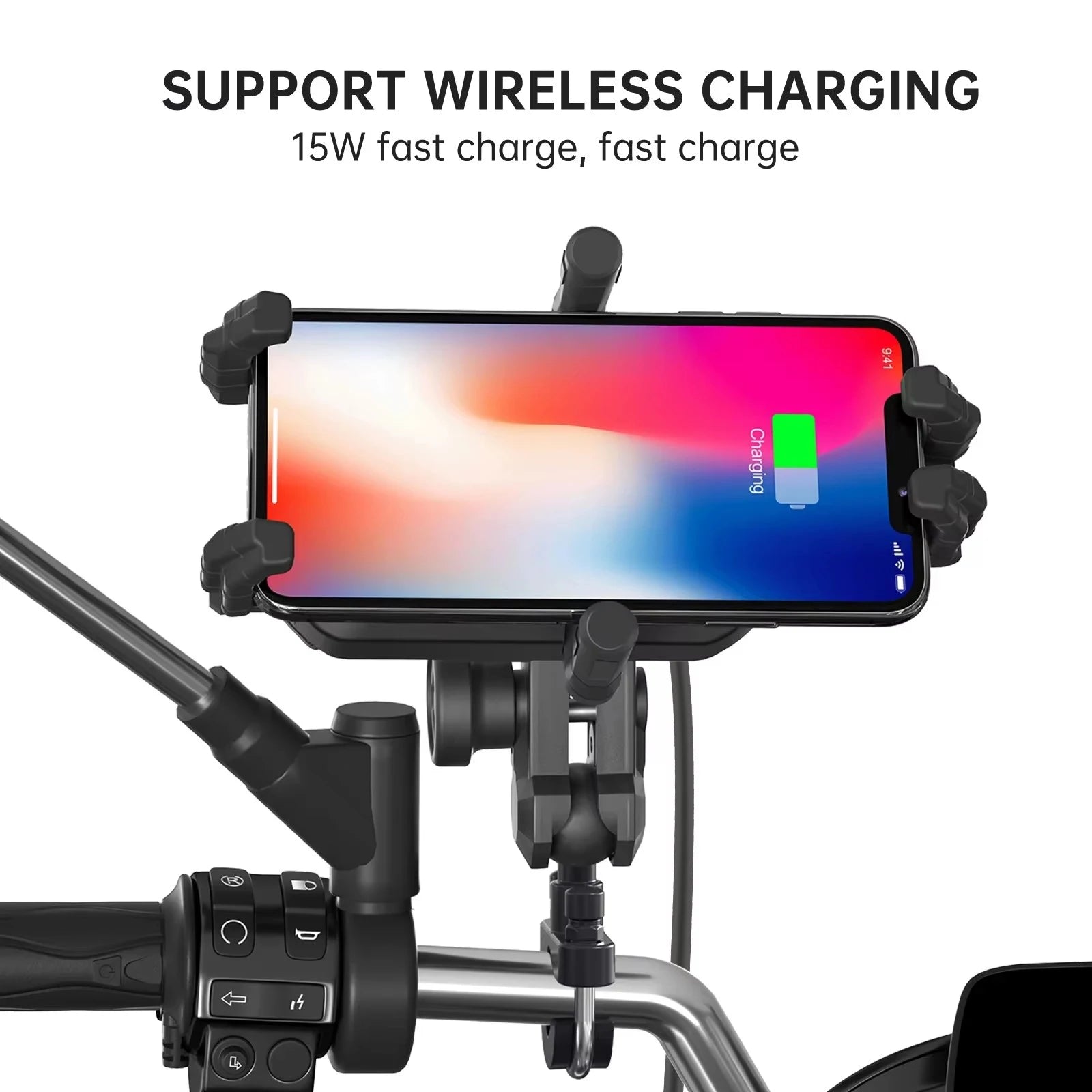 Motorcycle Phone Holder Motorcycle Accessories Support Wireless Charging Accesorios Para Moto Soporte Móvil Moto 오토바이 무선충전거치대