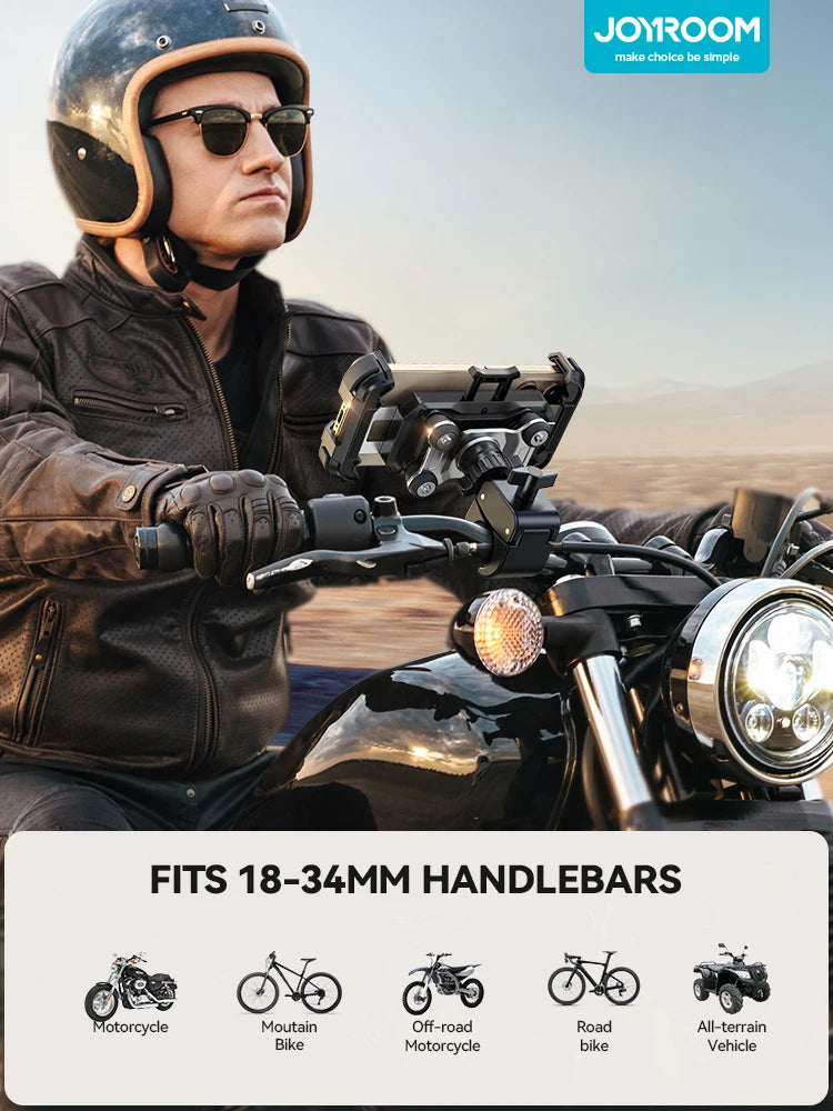Joyroom Motorcycle Phone Mount Anti Vibration Phone Holder for Motorcycle Handlebar Bike Phone Mount for iPhone for 4.7-7” Phone
